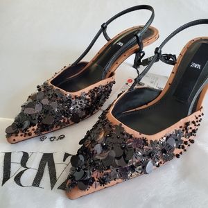 SLINGBACK HIGH HEELS WITH SEQUINS